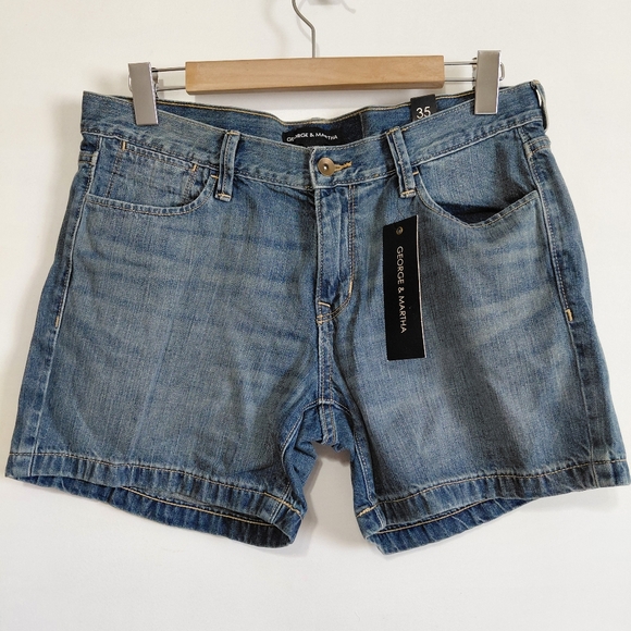 George & Martha Pants - New Blue Jean Denim Shorts 33 Waist